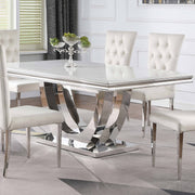 Allessandra White and Chrome Rectangular U-Shaped Base Dining Table