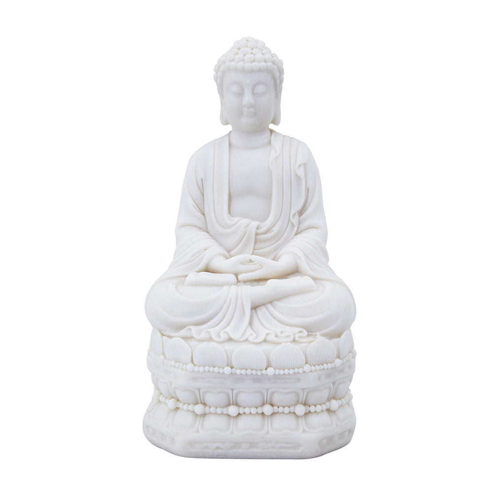 5.5x4.7x11.8' White Sitting Buddha Figure
