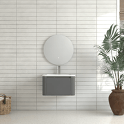 24' Grey Wall Mounted Bathroom Vanity with Basin Floating Vanity Drawer Bathroom Cabinet with White Ceramic Integrated Basin
