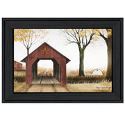'Bucks County Bridge' By Billy Jacobs, Ready to Hang Framed Print, Black Frame