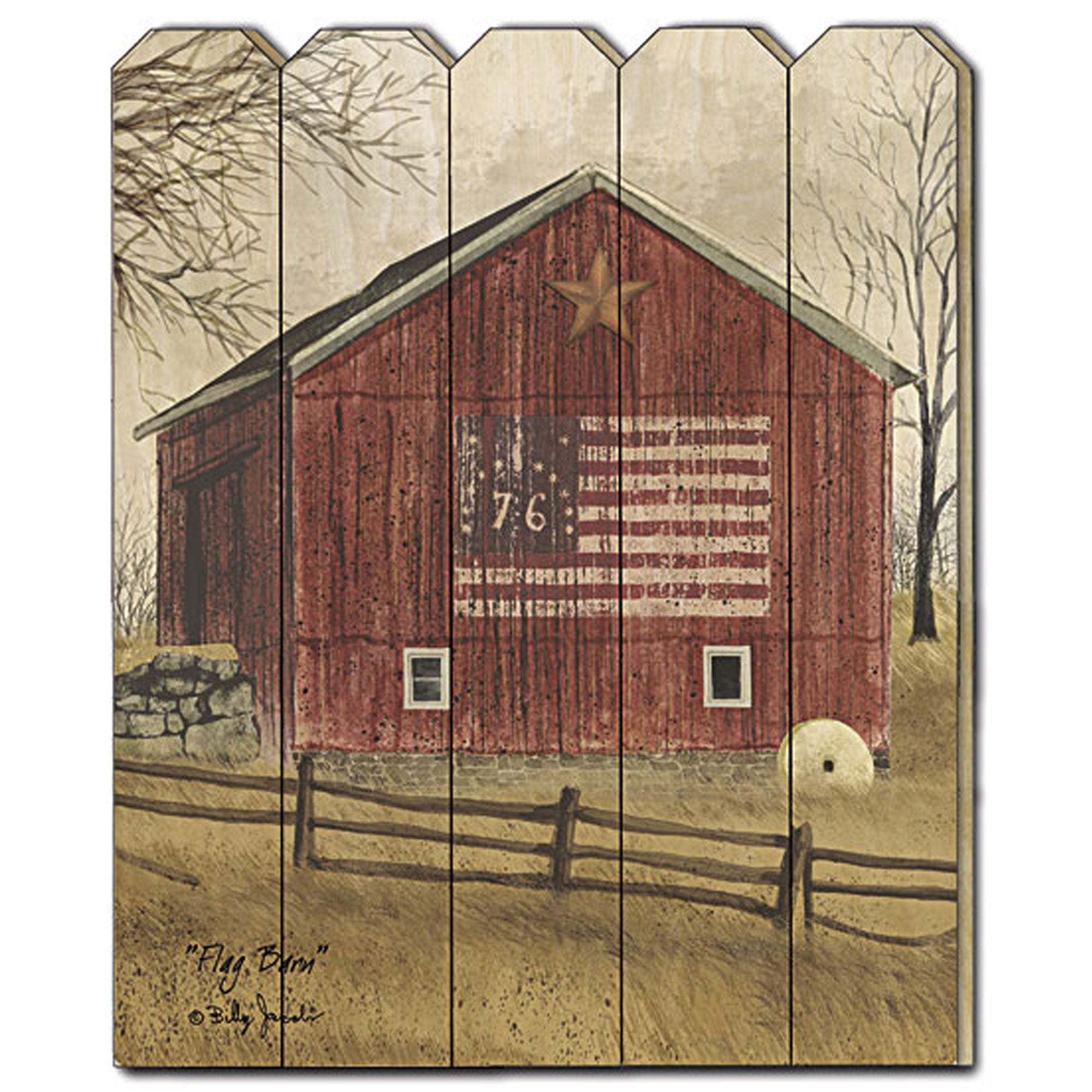 'Flag Barn' by Billy Jacobs, Printed Wall Art on a Wood Picket Fence