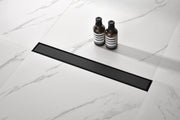 Linear Shower Drain with Removable Quadrato Pattern Grate, 304 Stainless Shower Drain Included Hair Strainer and Leveling Feet