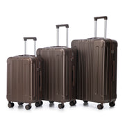 20'/24'/28' 3 pcs/set in ABS Spinner Wheel Luggage, Carry on Suitcase, Matching Color, TSA Combination Lock (Brown)