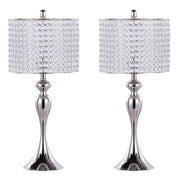 Ashland 27' Contemporary Metal Table Lamp in Polished Nickel with Round Clear K9 Crystal Beads and Polished Nickel Shade from Grandview Gallery by LumiSource - Set of 2