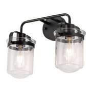 2-Light with Clear Glass Shade, Modern Sconce, Industrial Indoor  Light Fixture for Bathroom Living Room Bedroom Over Kitchen Sink, E26 Socket, [No Bulb]