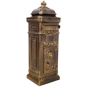 Mailboxs Residential The Court Large-Capacity Letter Box, Outdoor Rainproof Postbox, Copper Color, Cast Aluminum, 40 Inch Height
