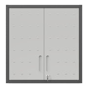 Metal Wall-Mounted Tool Storage Cabinet with Locking Door, Adjustable Shelf, Black+Gray, Metal, 30.31 x 29.53 x 11.81 inches