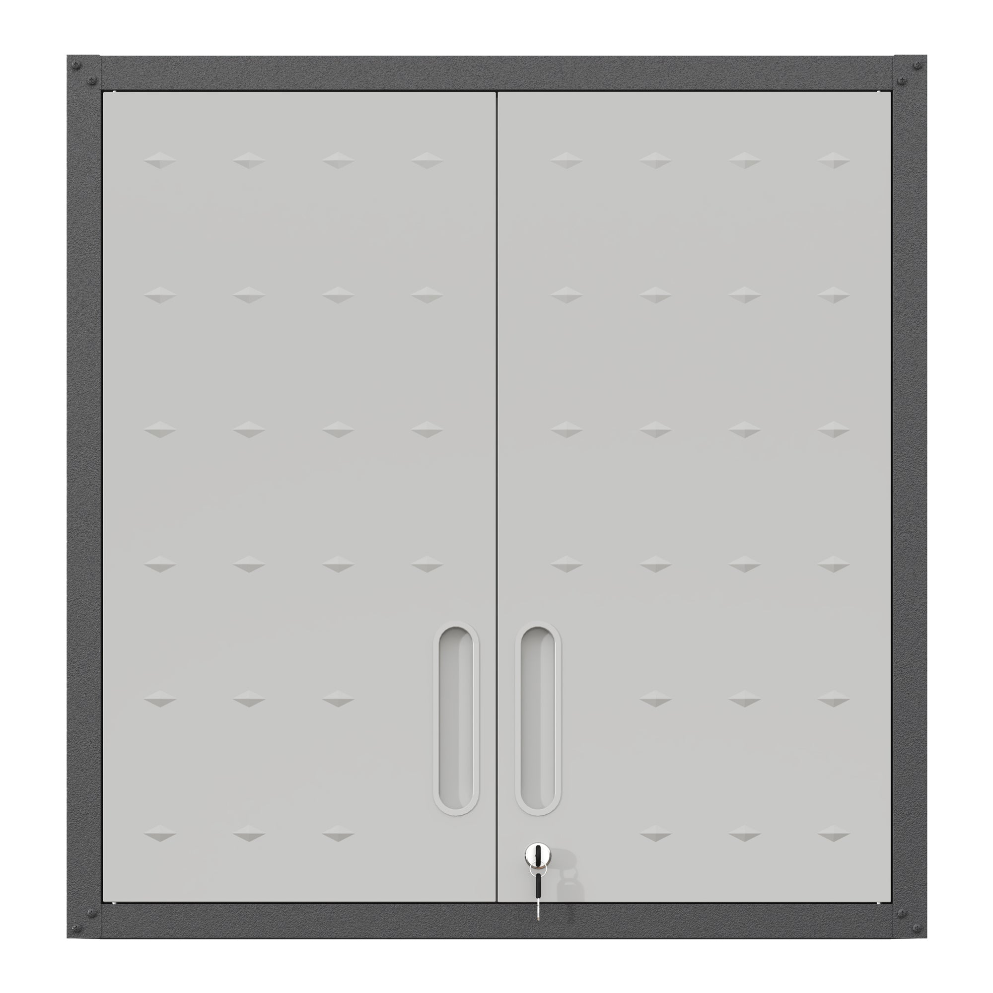 Metal Wall-Mounted Tool Storage Cabinet with Locking Door, Adjustable Shelf, Black+Gray, Metal, 30.31 x 29.53 x 11.81 inches