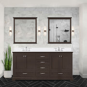 Espresso Double Bath Vanity 72 in. W x 22 in. D, with Cultured Marble Top