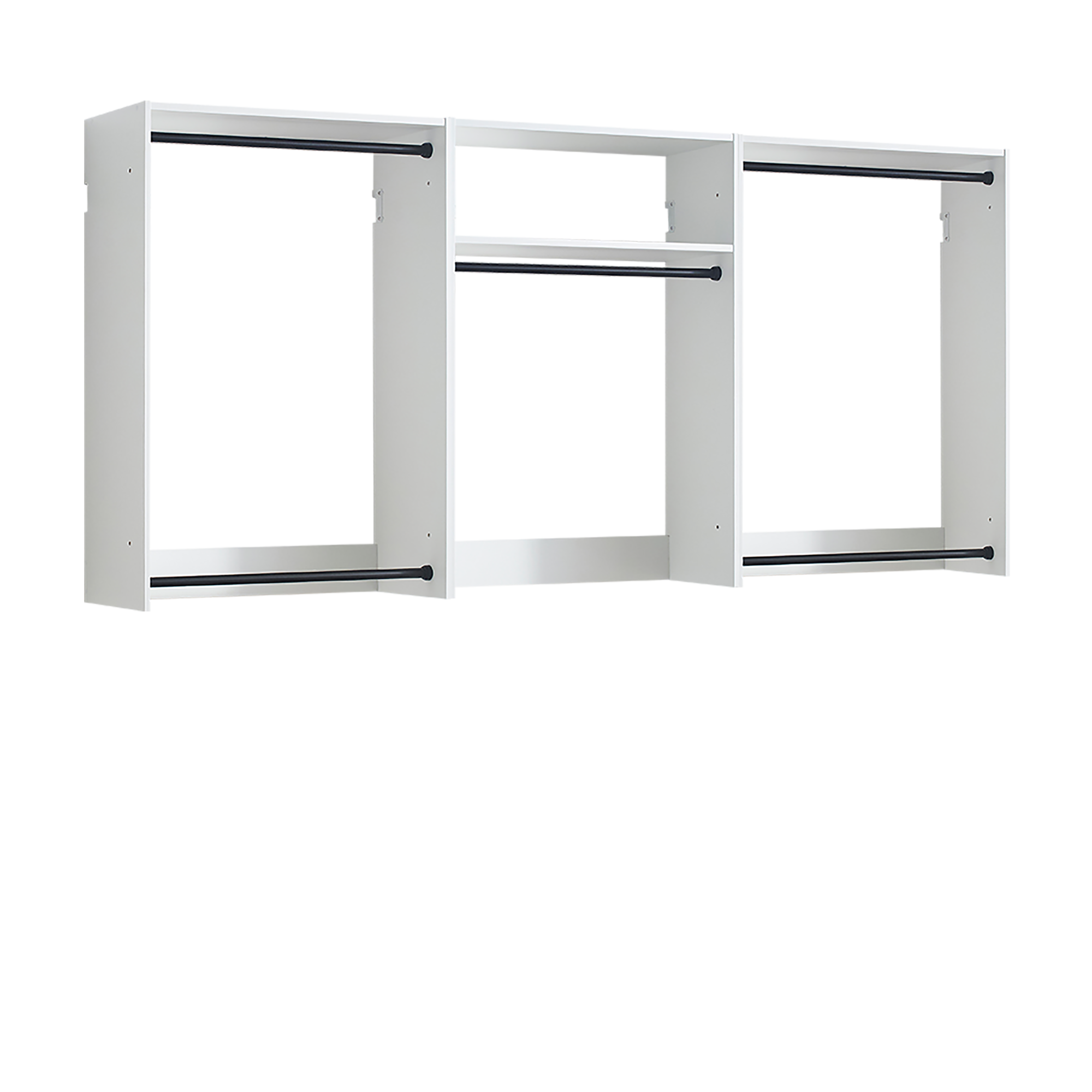 Devi White Wall Mounted Wood Closet System with Modular Design in Warm Oak Finish