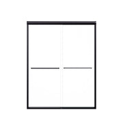 Modern Semi-Frameless Double Sliding Shower Door with Matte Black Finish, 1/4' SGCC Tempered Glass, 56'-60'W x 72'H