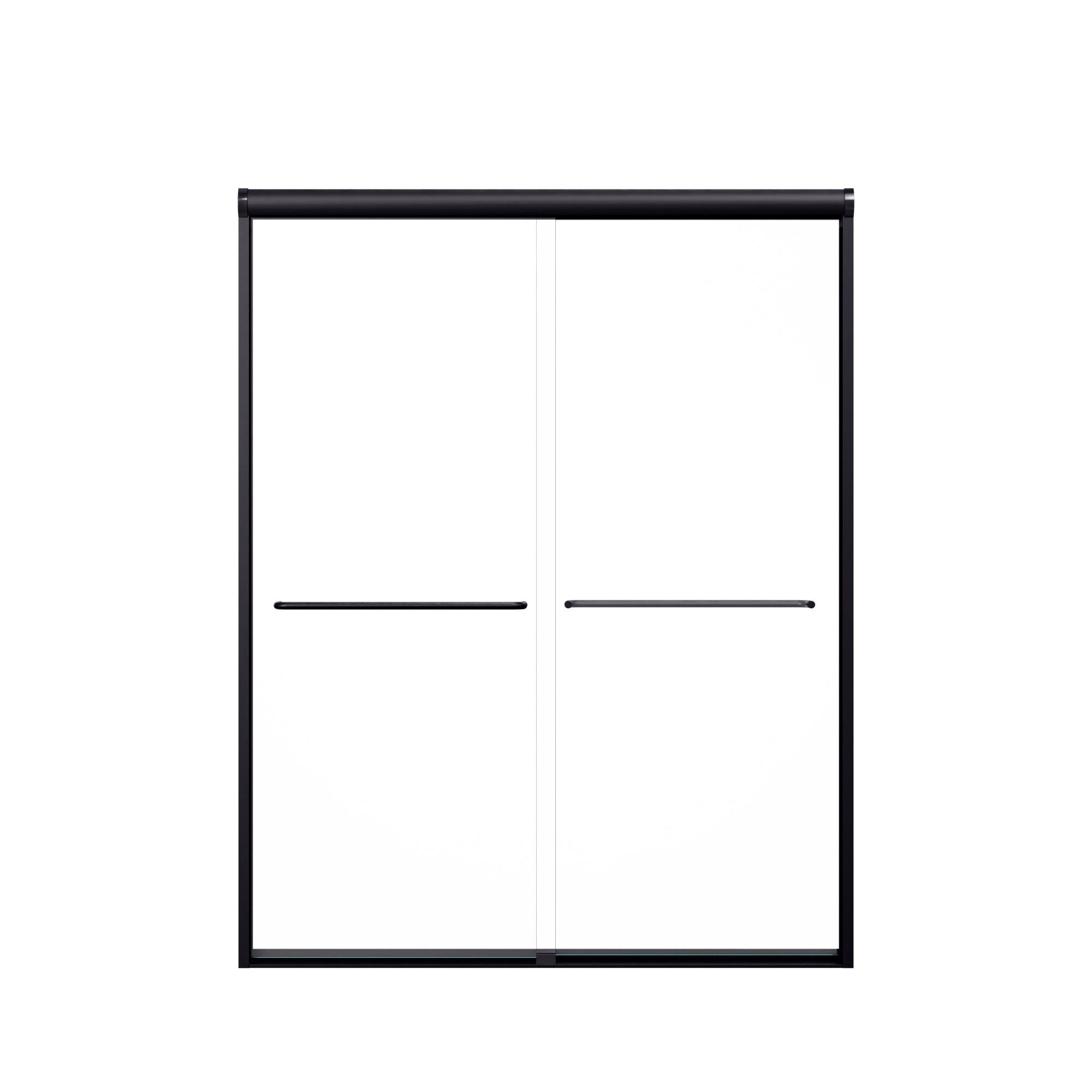 Modern Semi-Frameless Double Sliding Shower Door with Matte Black Finish, 1/4' SGCC Tempered Glass, 56'-60'W x 72'H