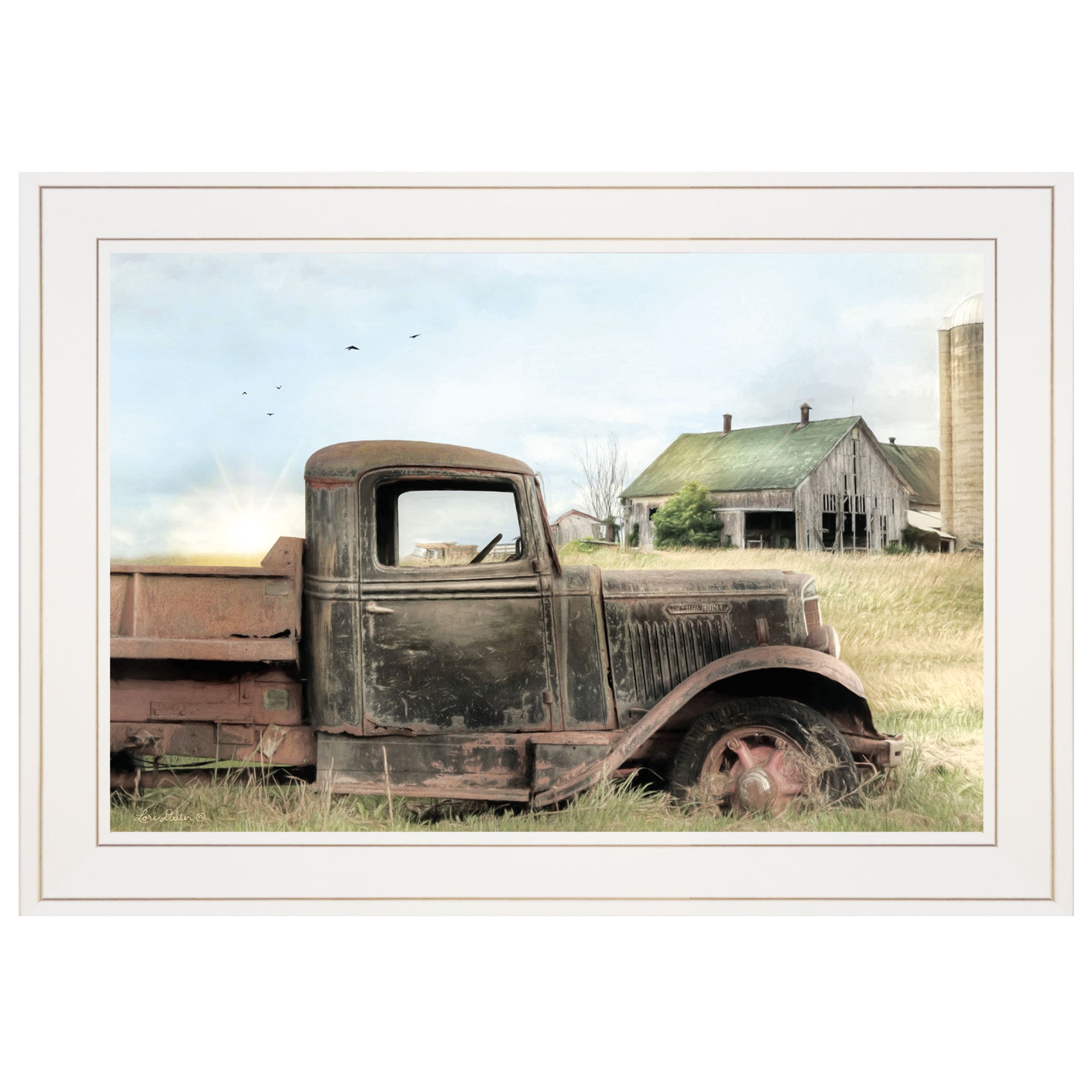 'Vintage Farm Trucks I' by Lori Deiter, Ready to Hang Framed Print, White Frame