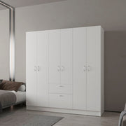 FM FURNITURE Olin 6-Door Wardrobe with Shelves and Drawer, Multistorage'