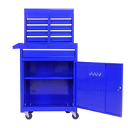 Rolling Tool Chest, 5-Drawer Tool Box Organizer w/Lockable Wheels & Sliding Drawers & Detachable Top & Adjustable Shelf, Tool Storage Cabinet for Garage Workshop(Blue)