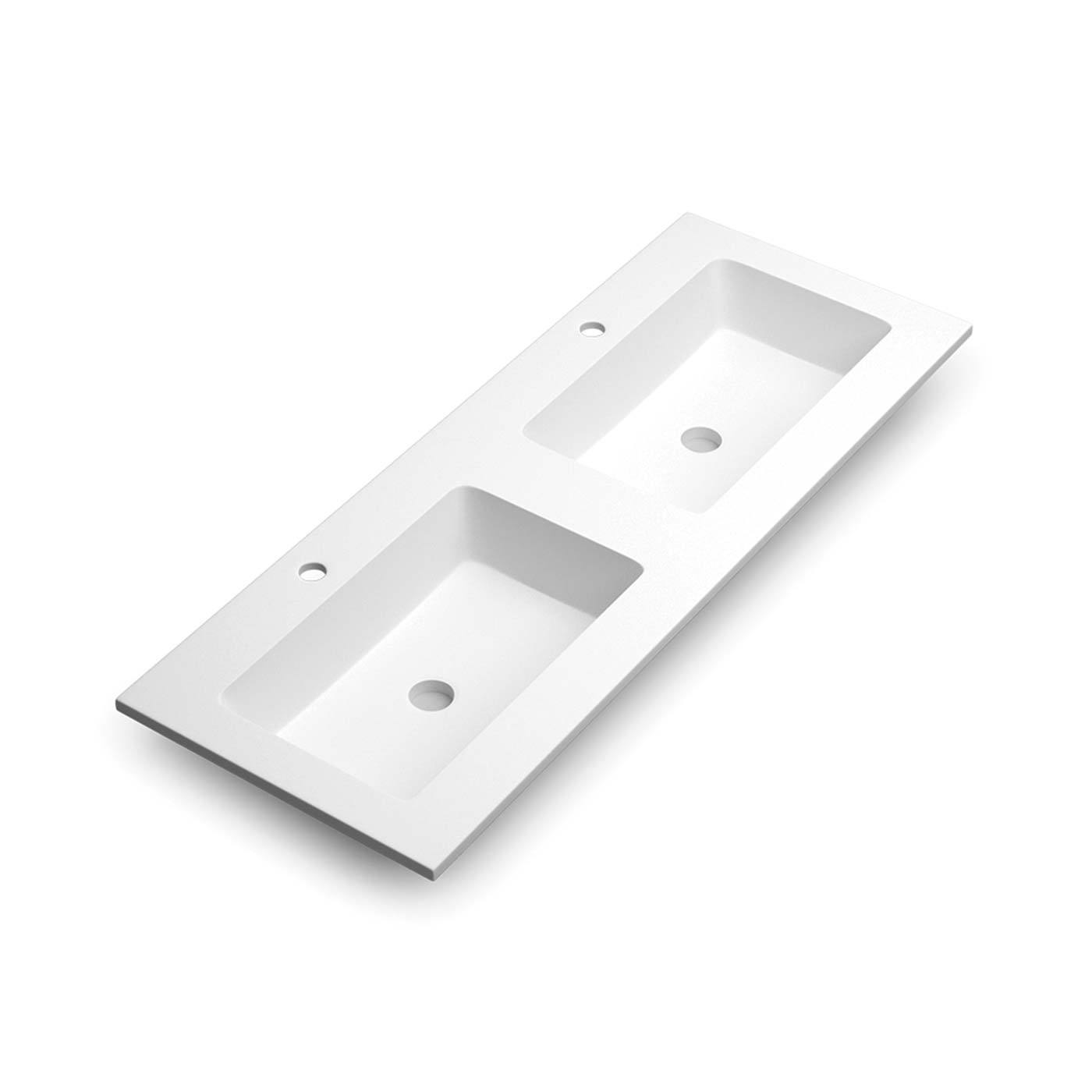 DAX Mara Matt White Basin Solid Surface Double Bowl 48 Inches