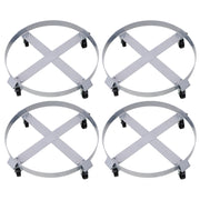 4Pcs Drum Dolly for 55 Gallon Drums,Barrel Dolly with 4 Swivel Caster Wheels,Heavy Duty Steel Frame Drum Cart with Brake for Workshops, Factories, Warehouses