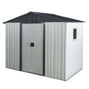 8ft x 4ft Outdoor Metal Storage Shed with Window and Metal Foundation - White and Black