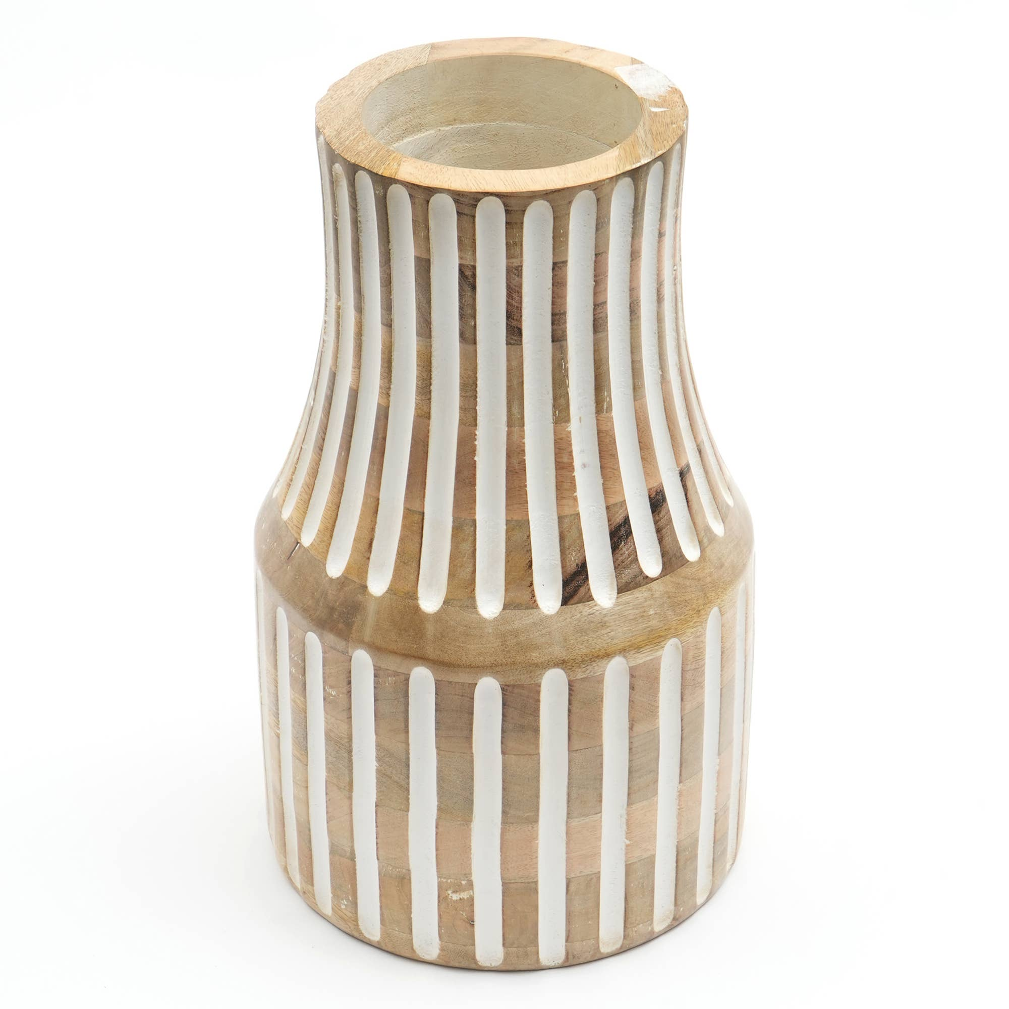 Decorative Handcrafted Accent Wood Vase for Living Room