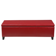 GLOUSTER Storage Ottoman V2 PU Leather Red Wood 51.25x17.50x16.25