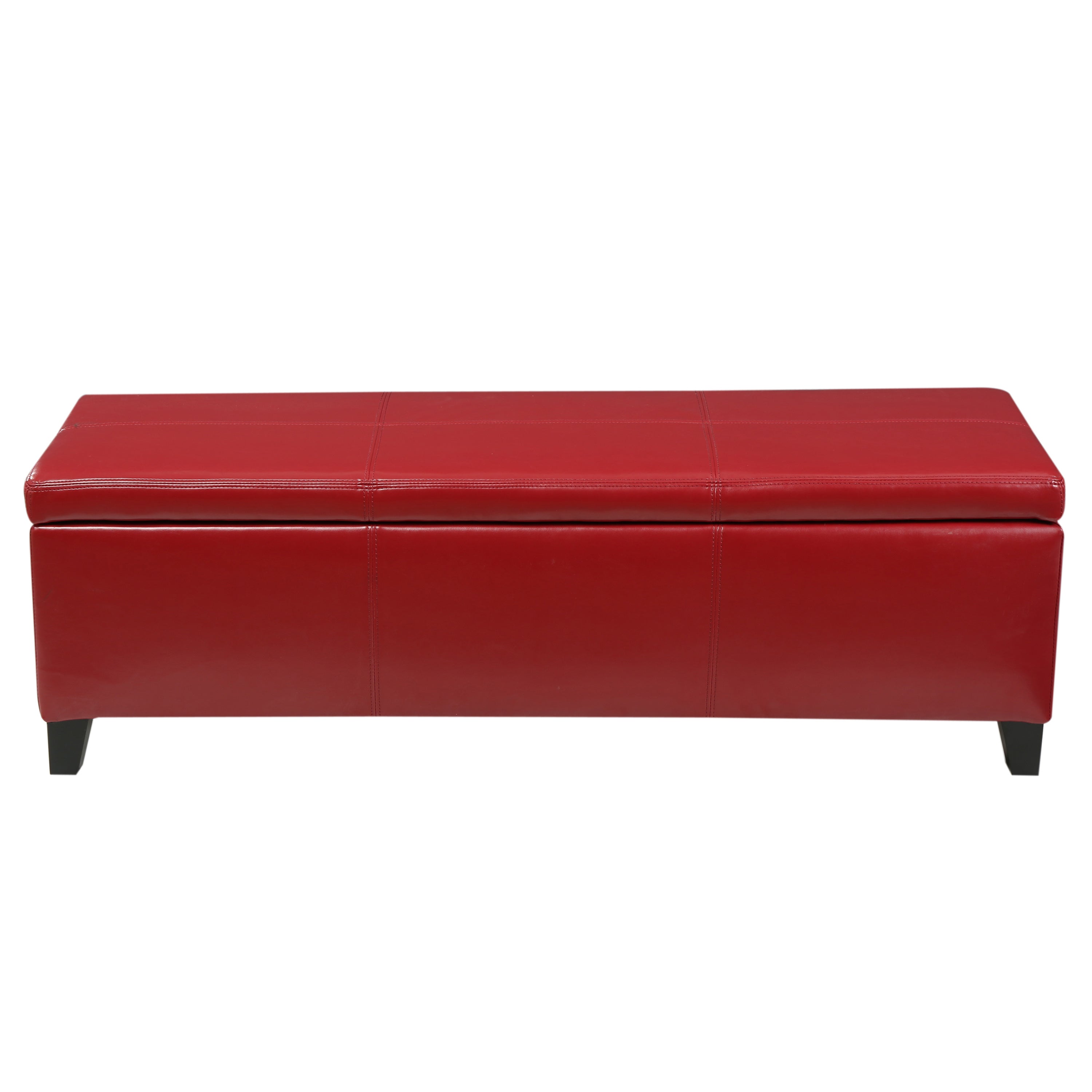 GLOUSTER Storage Ottoman V2 PU Leather Red Wood 51.25x17.50x16.25