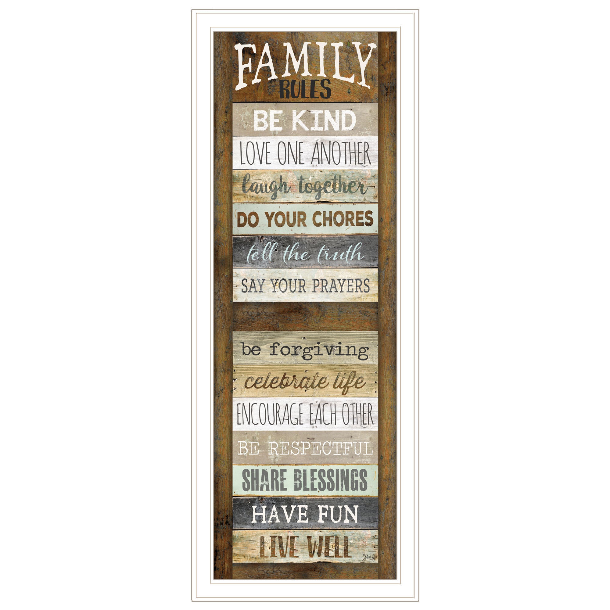 'Family Rules Shutter' By Marla Rae, Ready to Hang Framed Print, White Frame