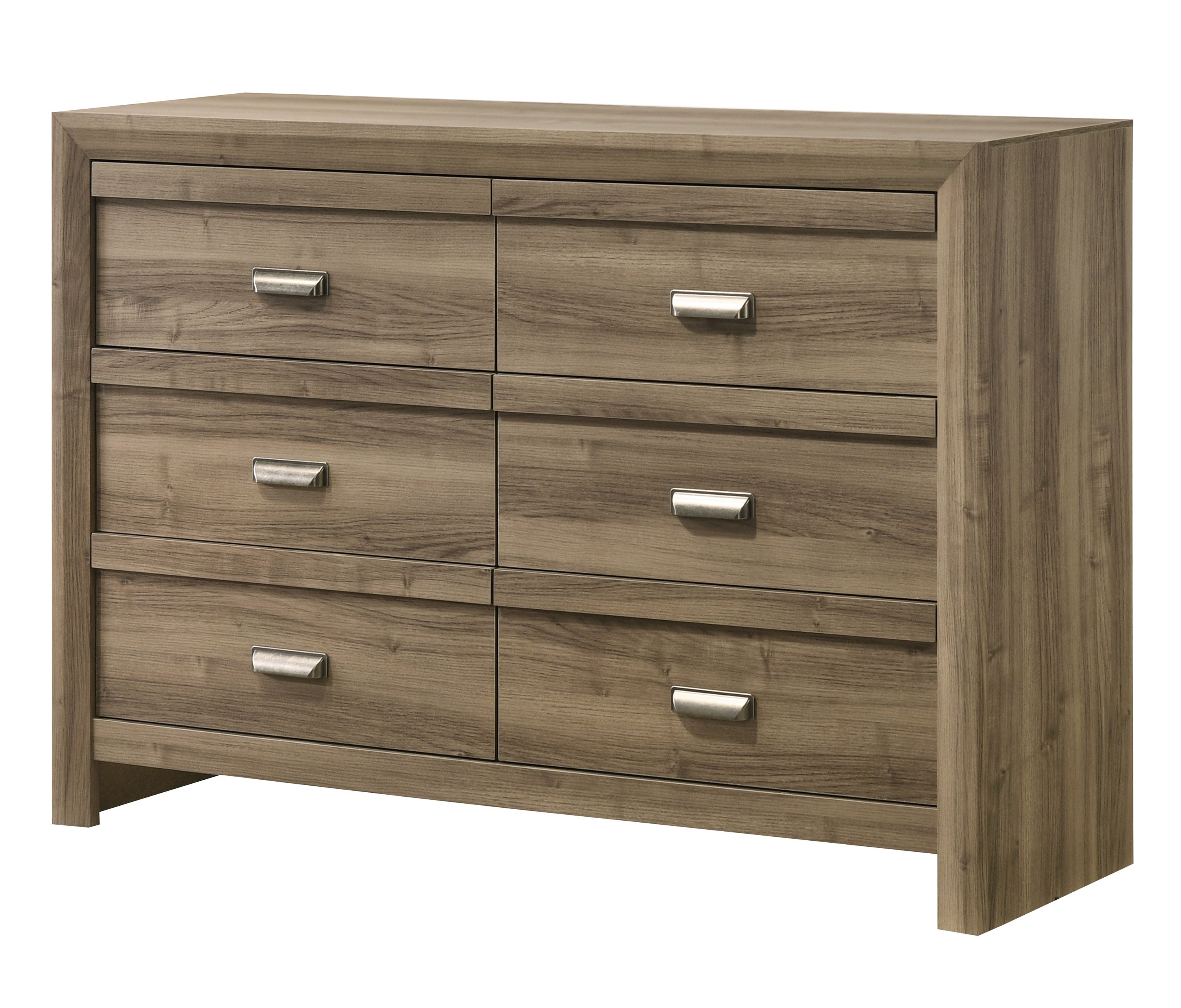 1pc Contemporary Style Six Drawers Storage Dresser Wooden Bedroom Furniture Light Brown Warm Wood Finish