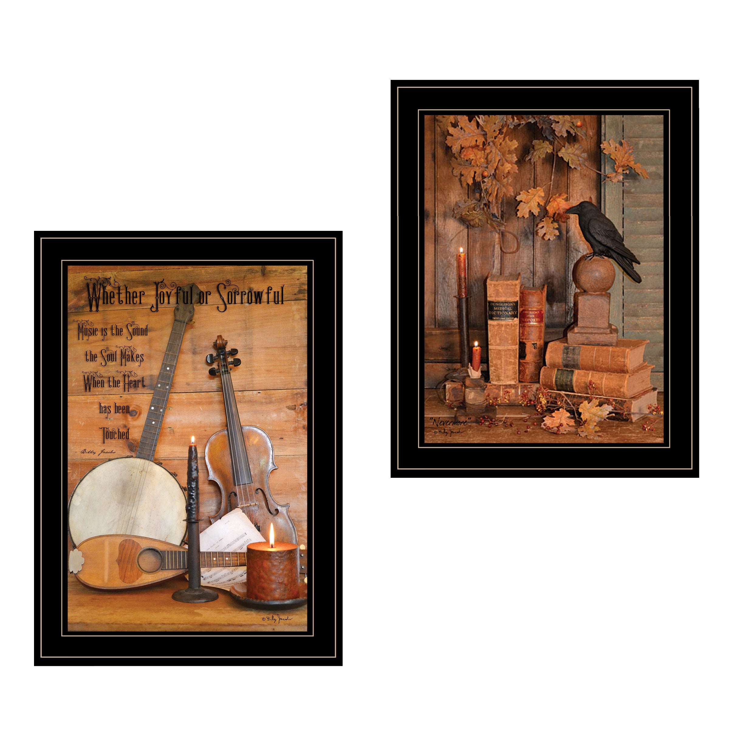 'Music / Nevermore' 2-Piece Vignette by Billy Jacobs, Black Frame