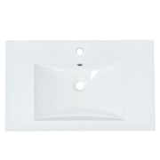 [Sink Only]30x18 inch rectangular single hole bathroom resin sink, vanity top sink only, white (faucet and cabinet not included)