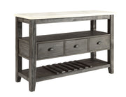 Merel White Marble Top & Gray Oak Finish Server