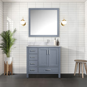 Dark Grey Bath Vanity 36 in. W x 22 in. D, Right Offset