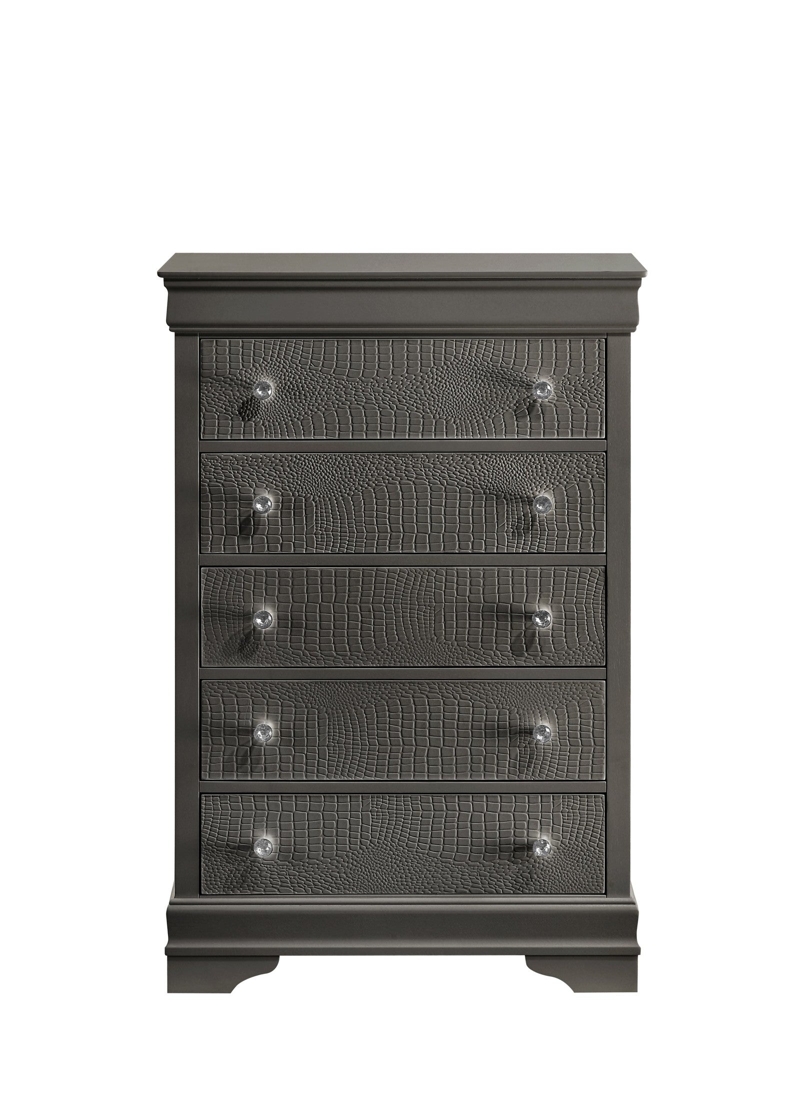 Blaze Modern Style 5-Drawer Chest Made with Wood in Metallic Gray same as G150108705  (NJ inventory)