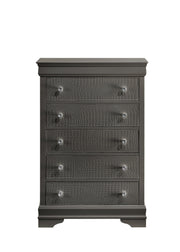 Blaze Modern Style 5-Drawer Chest Made with Wood in Metallic Gray same as G150108705  (NJ inventory)