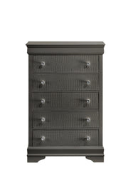 Blaze Modern Style 5-Drawer Chest Made with Wood in Metallic Gray  same as B009P286645 (CA inventory)