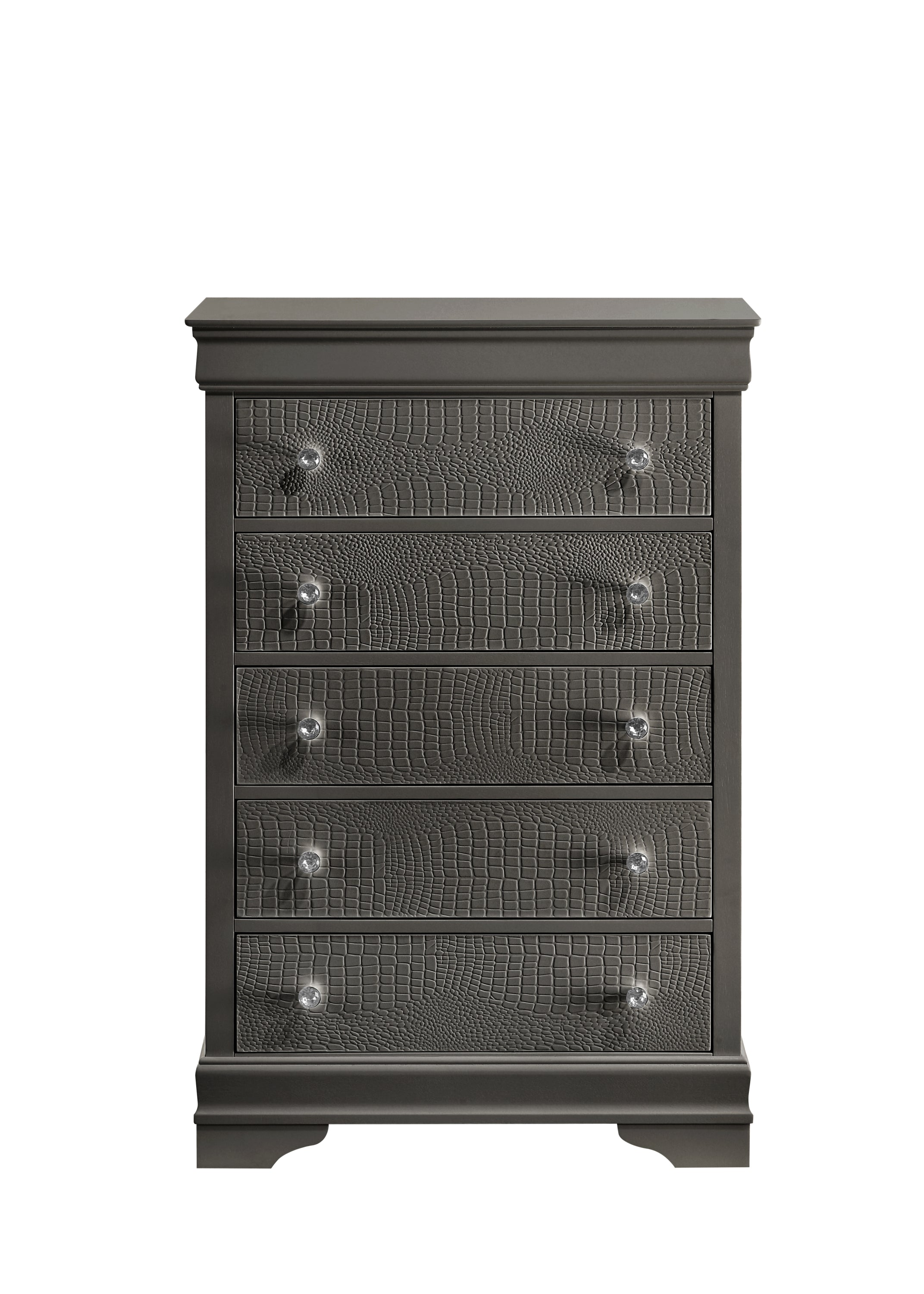 Blaze Modern Style 5-Drawer Chest Made with Wood in Metallic Gray  same as B009P286645 (CA inventory)