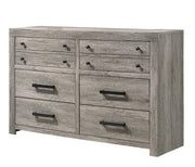 1pc Rustic Charm Weathered Gray Finish Metal Handles Six Drawers Dresser Bedroom Furniture