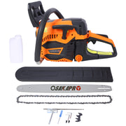 62CC Gas Powered Chainsaw, 22Inch 2-Cycle Petrol Handheld Chain Saw, EPA Compliant for Wood Cutting, Orange Aluminium