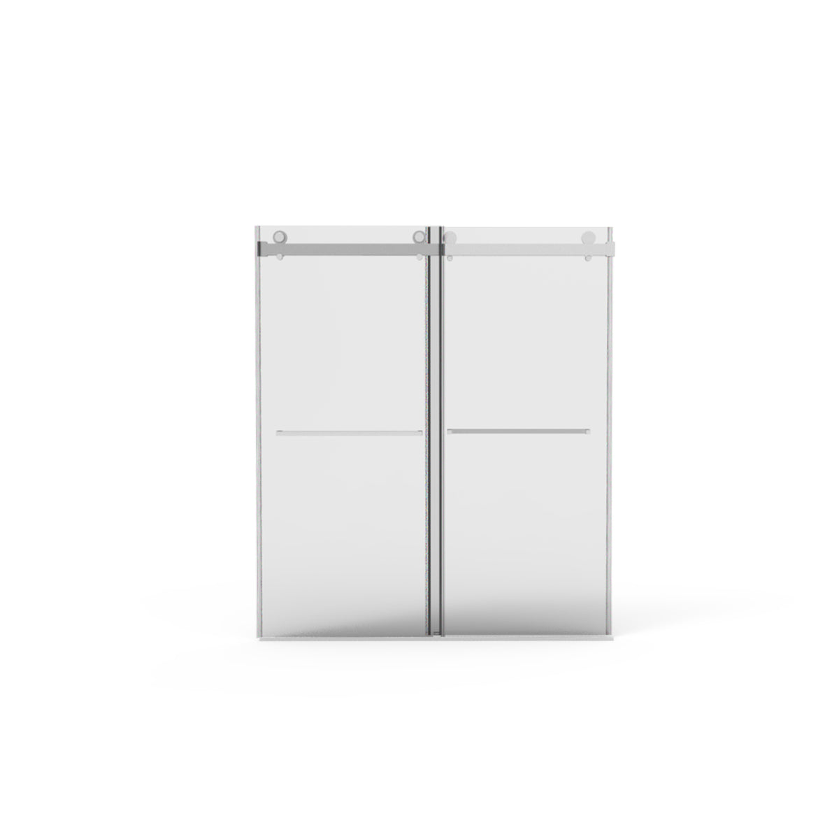 Frameless Double Sliding Shower Door with Square Rail, Easy Clean Coat, Brushed Nickel, 56-60'W x 76'H, 3/8'' Clear Tempered Glass