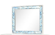 Laguna Modern Style Mirror Made (INCLUDES ONLY MIRROR) with Wood and Crystal Accents in White(NJ INVENTORY)