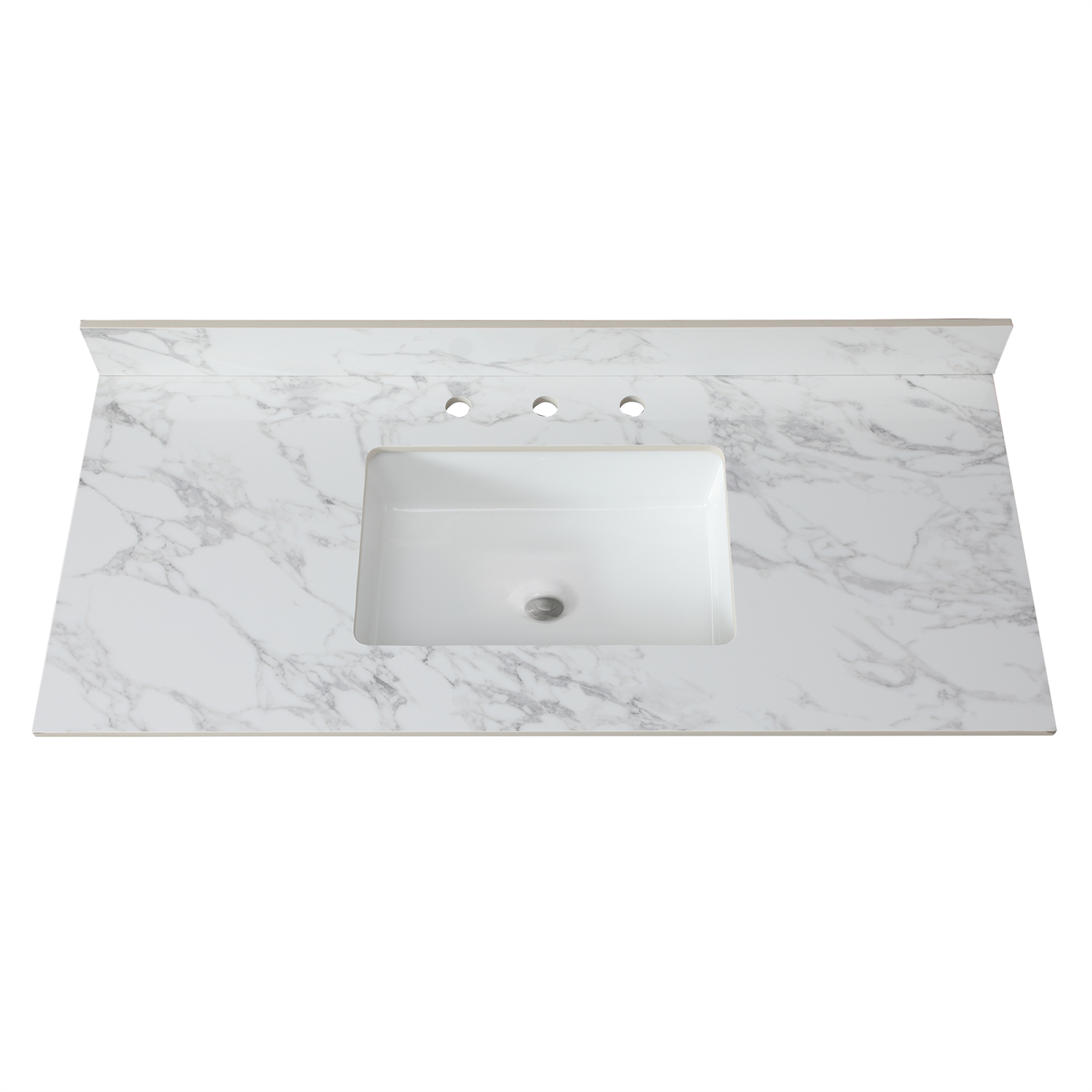 Elegant 49'x22' Sintered Stone Bathroom Vanity Top with Rectangular Undermount Ceramic Sink and Backsplash