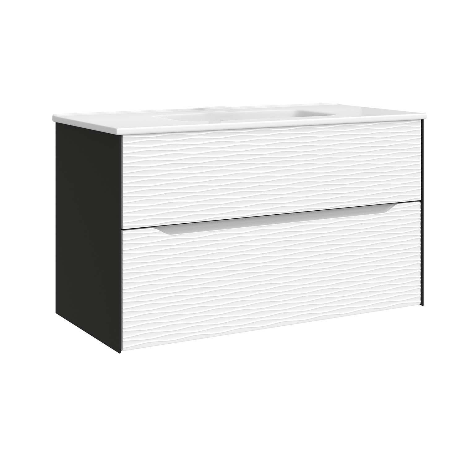 DAX Sahara Vanity Cabinet 40 Matt Black / Matt White w/ Onix Basin