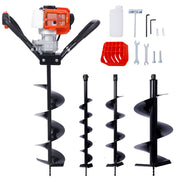 V-Type 52CC 2 Stroke Gas Post Hole Digger One Man Auger EPA Machine Plant Soil Digging Fence withHole Digger Replacement Auger Bits L4'+L6'+L8'+L12'