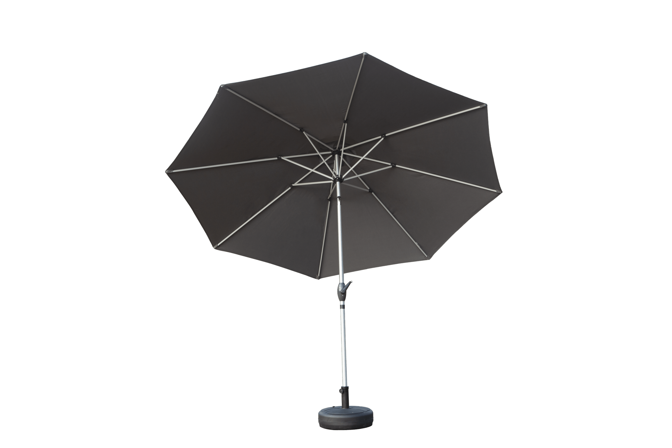 10FT Patio Umbrella, Outdoor Table Umbrella with Push Button Tilt and Crank, UV Protection Waterproof Market Sun Umbrella with 8 Sturdy Ribs for Garden, Deck, Backyard, Pool (Gray) - Base Not Included