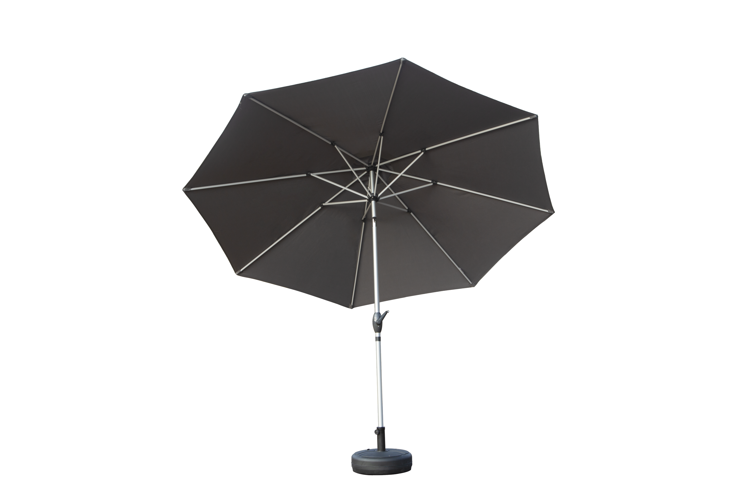 10FT Patio Umbrella, Outdoor Table Umbrella with Push Button Tilt and Crank, UV Protection Waterproof Market Sun Umbrella with 8 Sturdy Ribs for Garden, Deck, Backyard, Pool (Gray) - Base Not Included