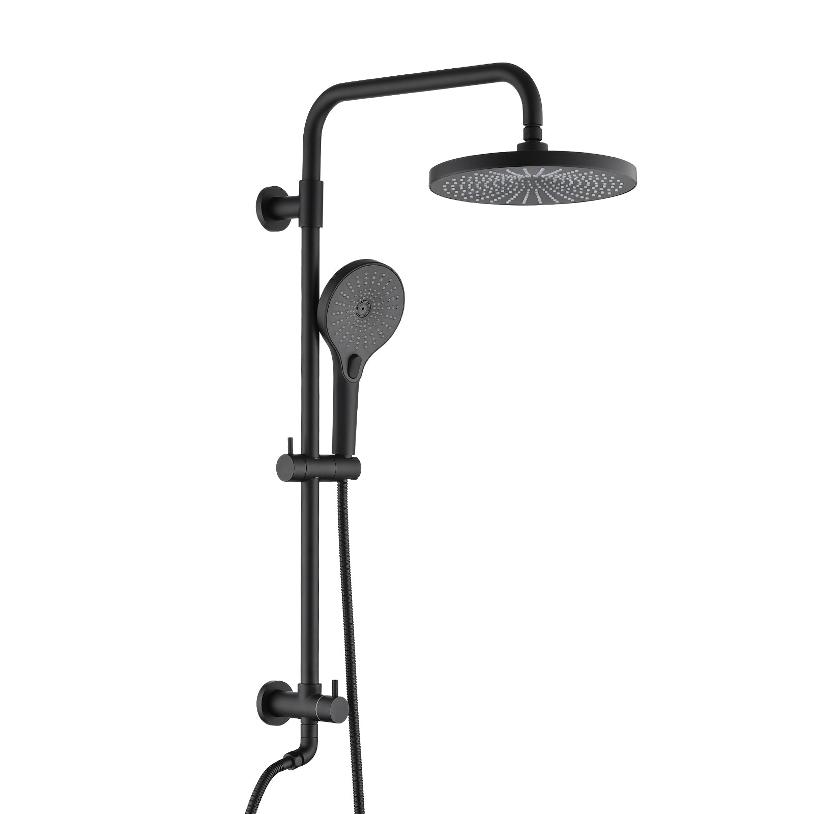 Shower Head with Handheld Shower System with 8' Rainfall Shower Head Shower System Dual Shower Combo 3-Setting Handheld Sprayer with Slide Bar Matte Black