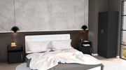 3 Piece Bedroom Set, London Armoire + 2 Omaha Nightstands, Black