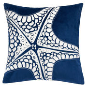 Seastar Starfish Pillow Cover in Indigo with Polyester Velvet Fabric, 20x20 Inches