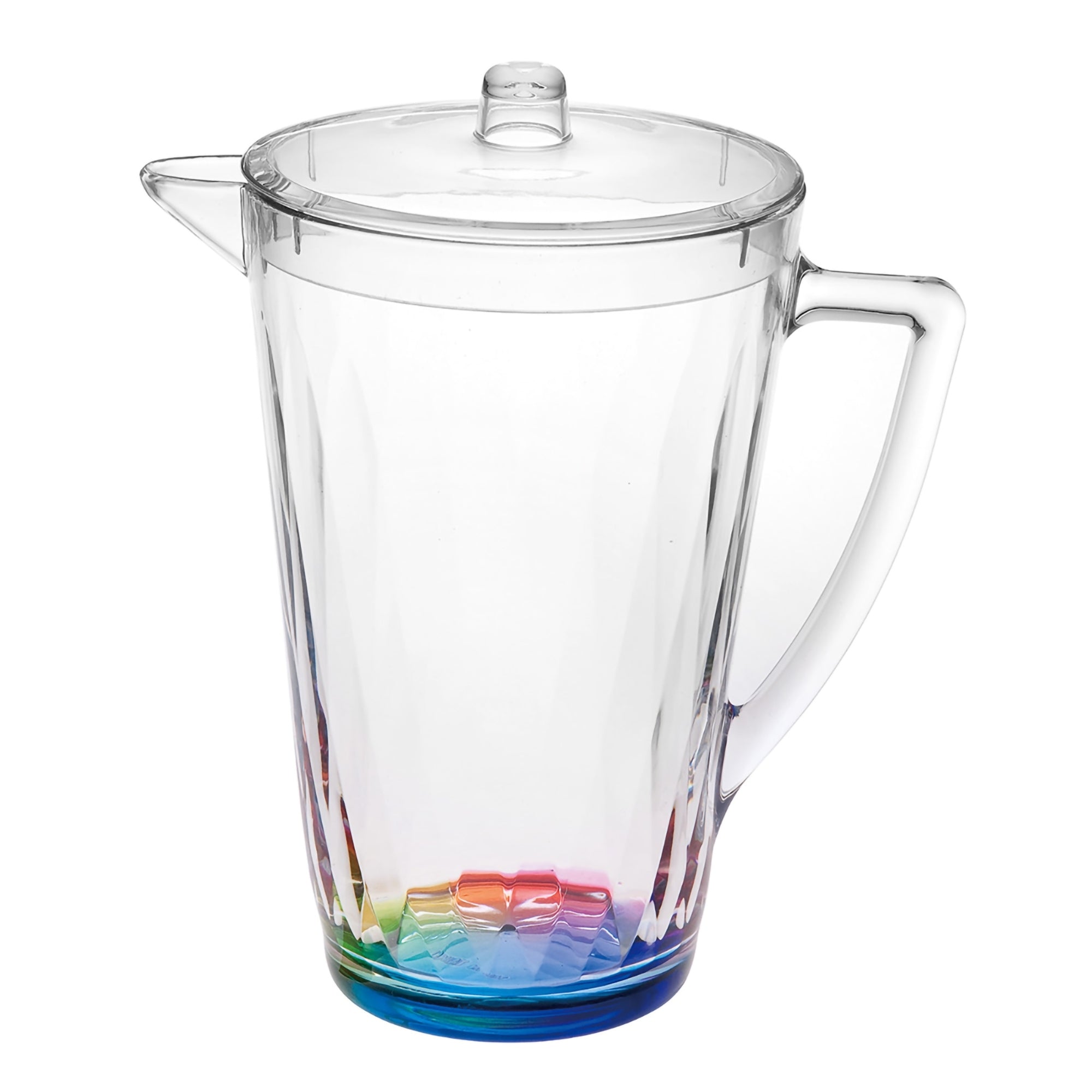 Rainbow Design Unbreakable Plastic Water Pitcher with Lid and Spout, 2.5 Quarts, Clear Acrylic