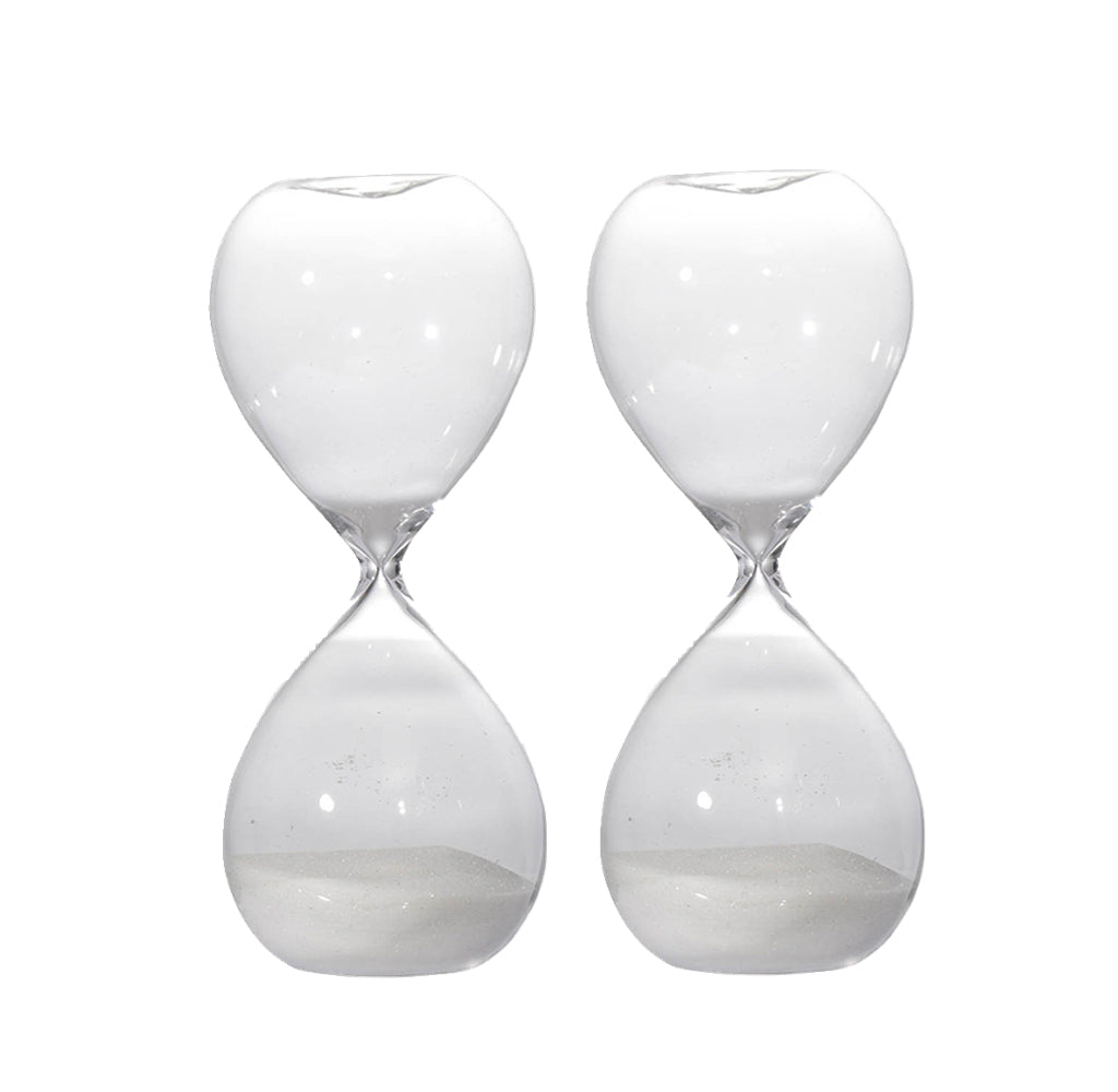 Set of 2, 10' Ferdinand 60-Minute Hourglass, White Sand