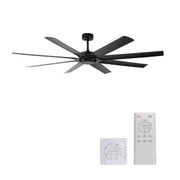 72 inch Ceiling Fans no Light with Remote Control, 8 Reversible Blade, Quiet DC Motor, Timer Function, 6-Speed, Industrial Ceiling Fan for Bedroom Home Kitchen (Black)